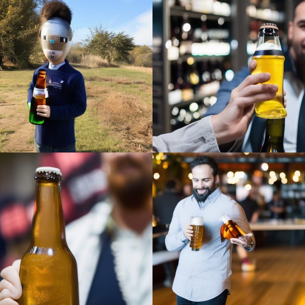 holding a bottle of beer (prompt study)