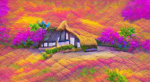 Thatch Roof Cottage with a Colorful Garden 8k resolution
