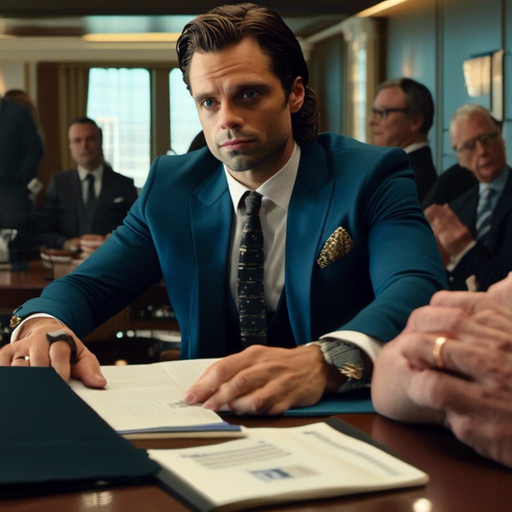 A beautiful highly detailed actor Sebastian Stan in a badass...