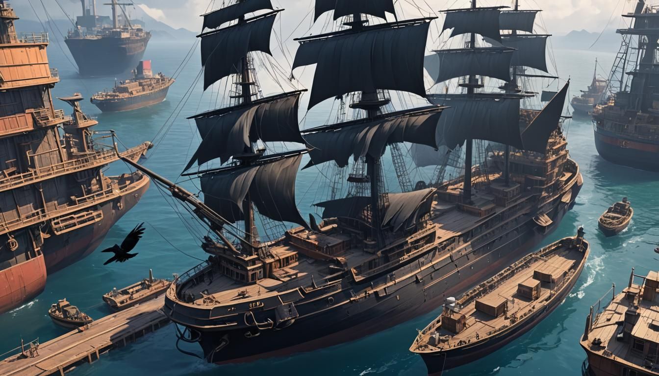A raven and oil ship