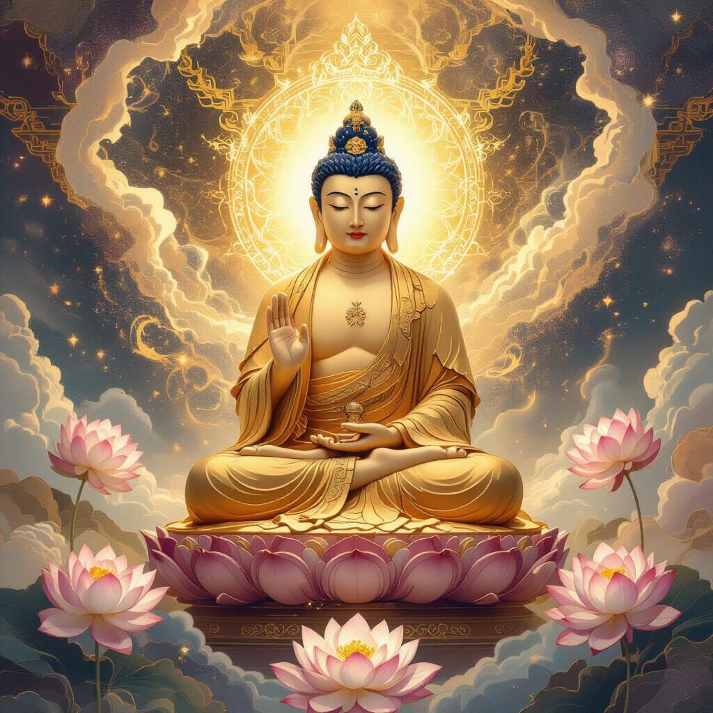 Celestial Dainichi Nyorai in Japanese Buddhist Art Style