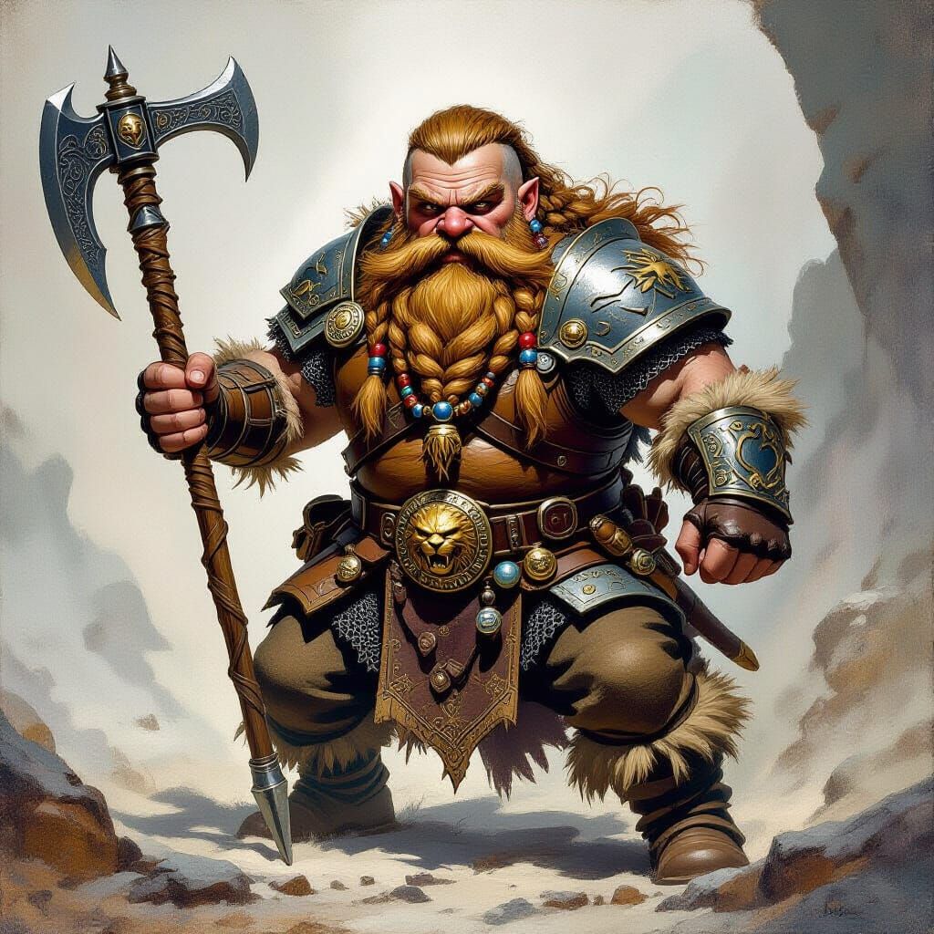 Gold dwarf ready for battle