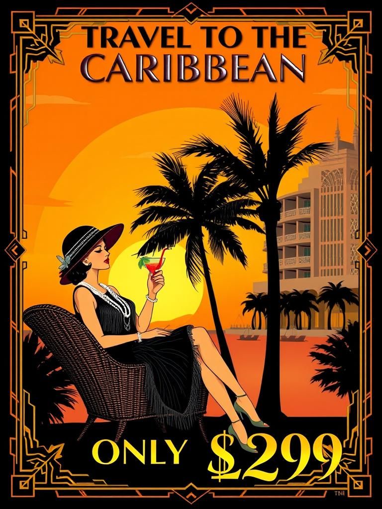 PALM TREE PERSUASION - Art Deco Style Promotional Poster