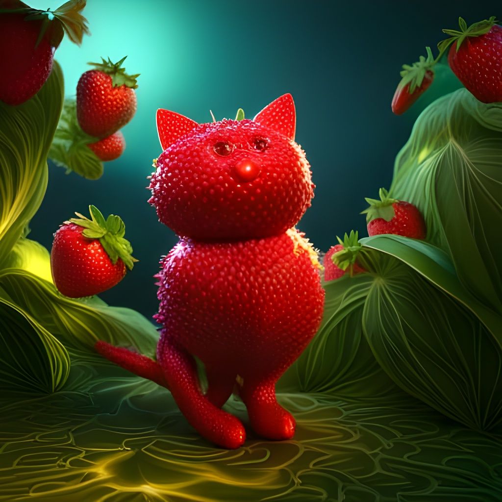 strawberry cat AI Generated Artwork NightCafe Creator