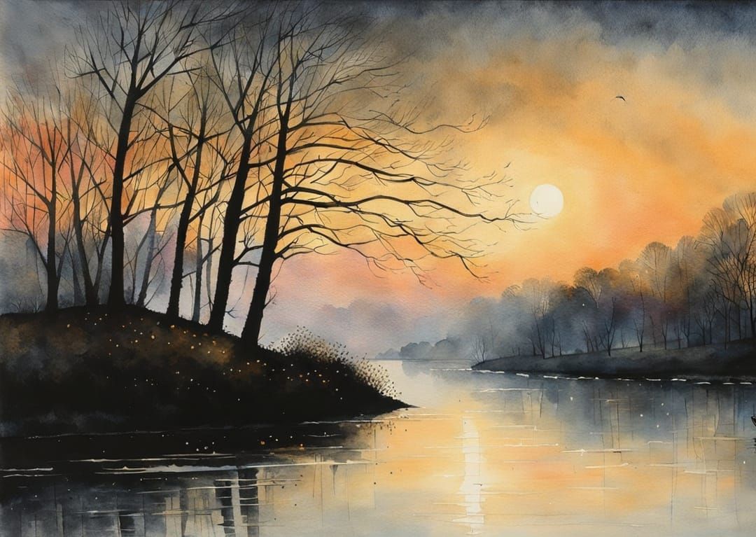 Twilight over the river at dusk  by @JBrosque