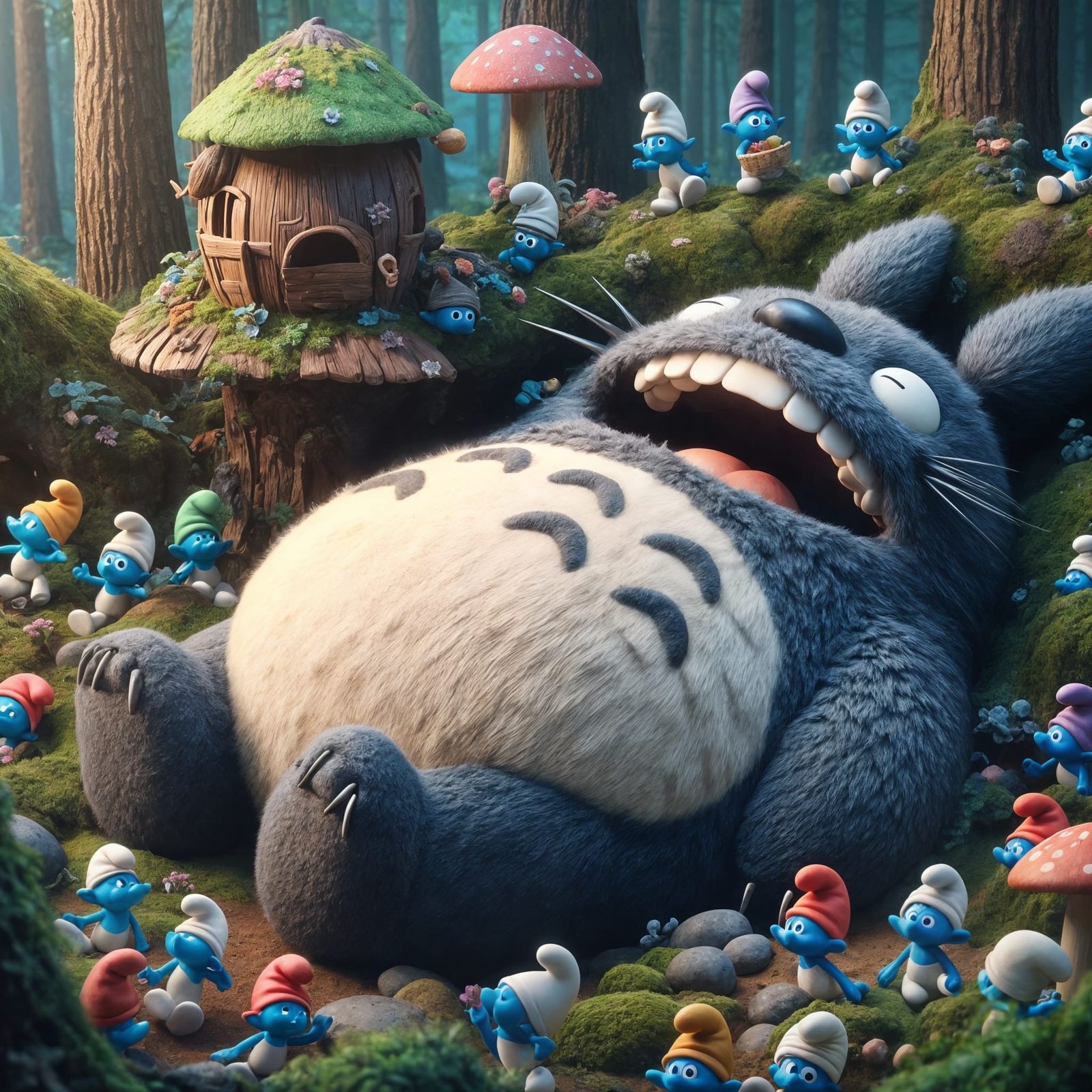 Totoro x Smurfs