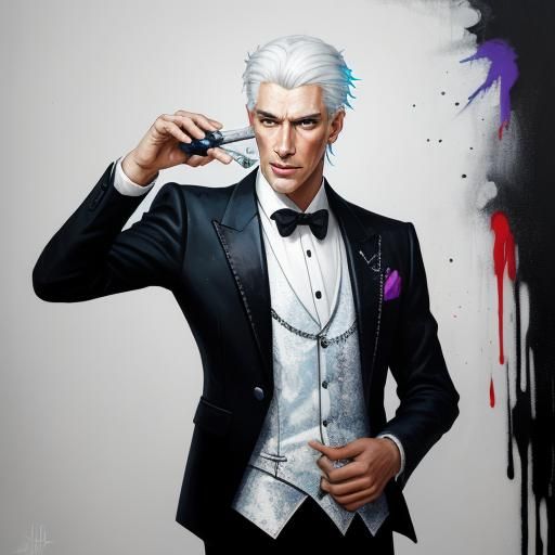 a gentleman, white hair, tall, handsome, good manners, good ...