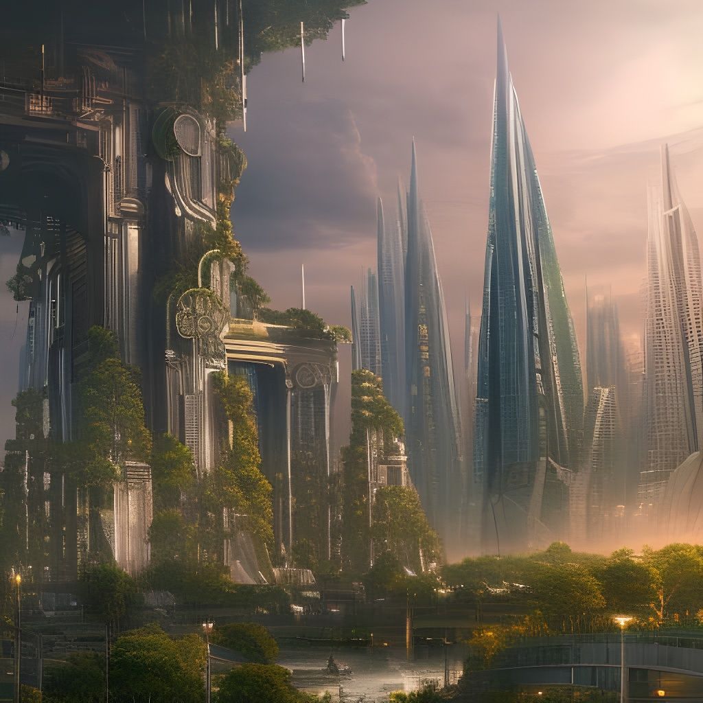 A futuristic Paris 2121 city scape