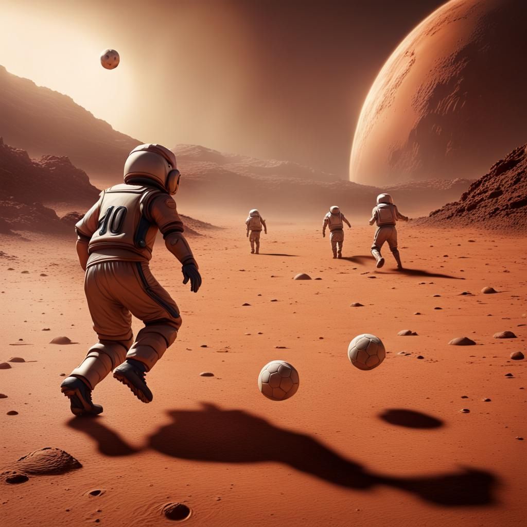 Aleins playing football on Mars 