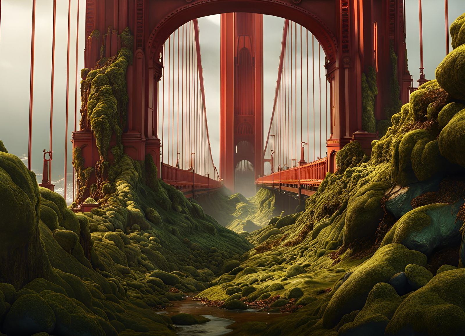 Overgrown Golden Gate Bridge  by @Slugworth 