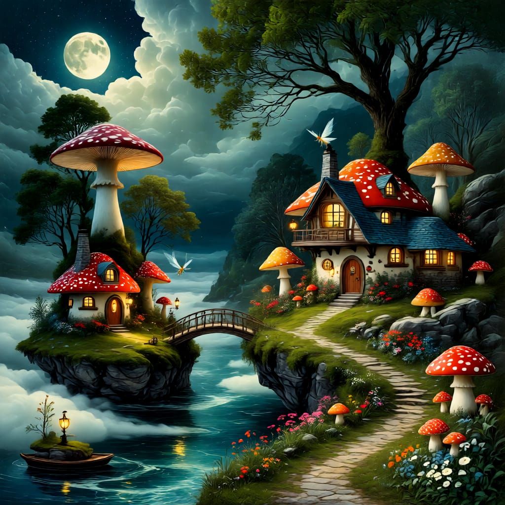 Mushroom Village on Floating Islands