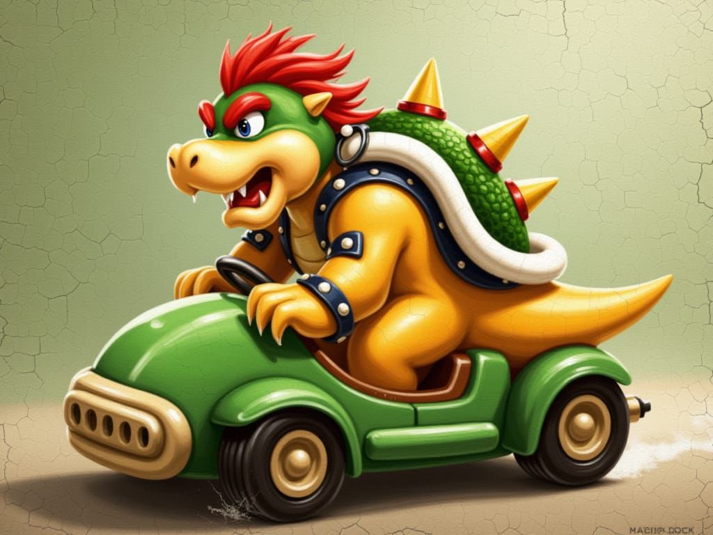 <lora:crackle:1.0> Bowser, Mario Cart