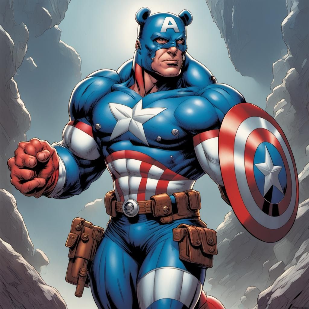 Care Bear as Captain America Amalgamation as a single hero, voluptuous ...