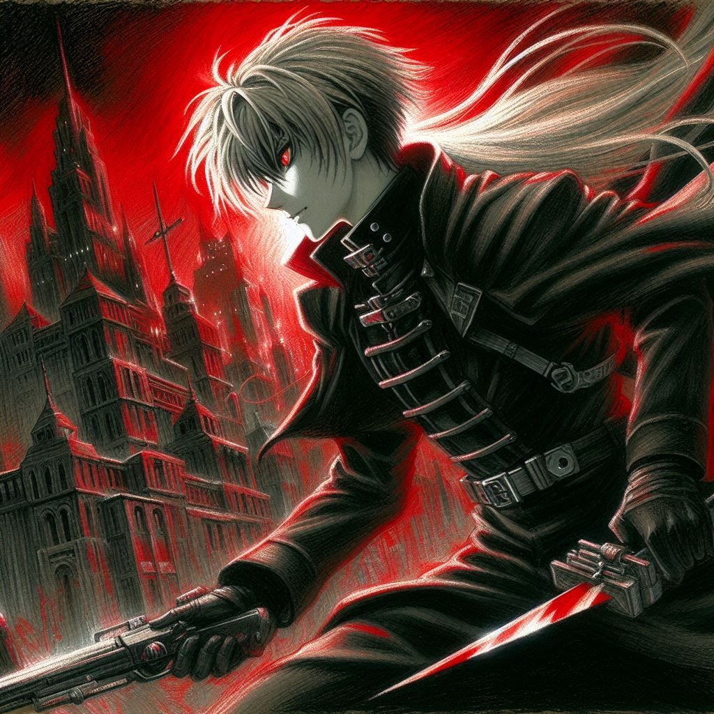 Hellsing, Victoria Seras attacking Millennium's Base of Oper...