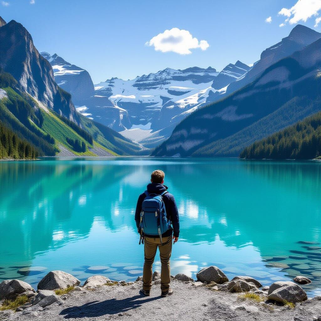 Person Experiencing Joy in Scenic Switzerland