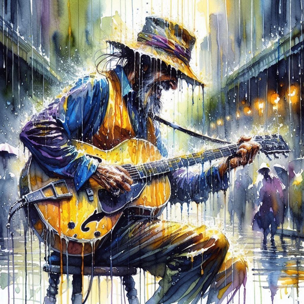 Street Performer in the Rain