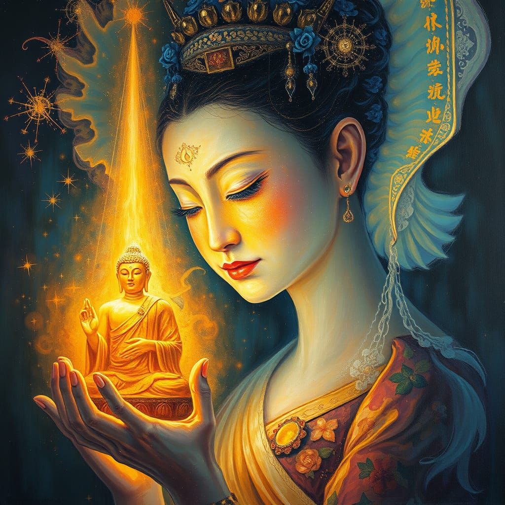 Ethereal Guangmu Offering Radiant Buddha by Amaringo & Gurne...