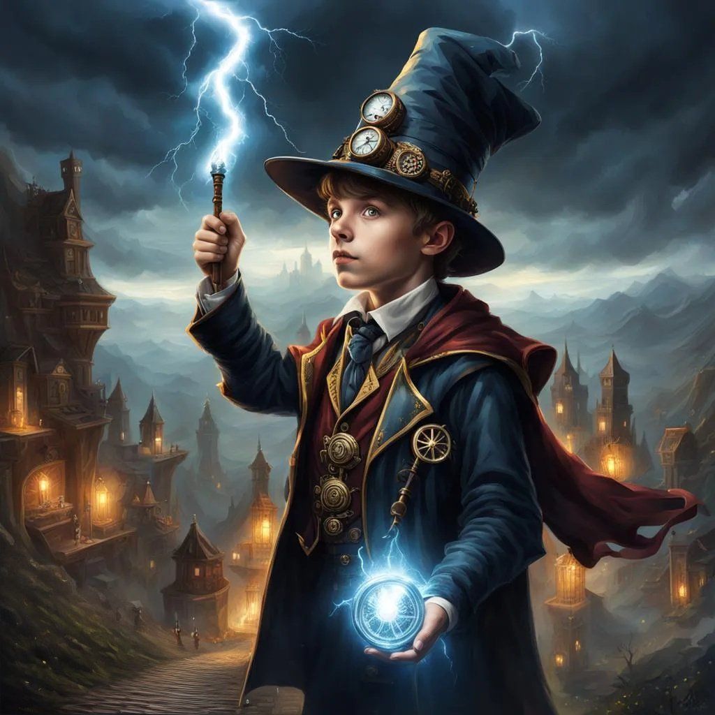 Steampunk boy mage