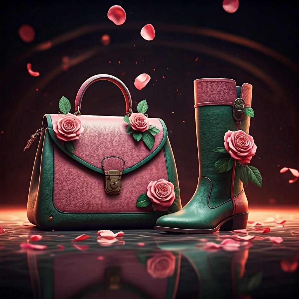 Rose and green handbag and boot  by @Lyine
