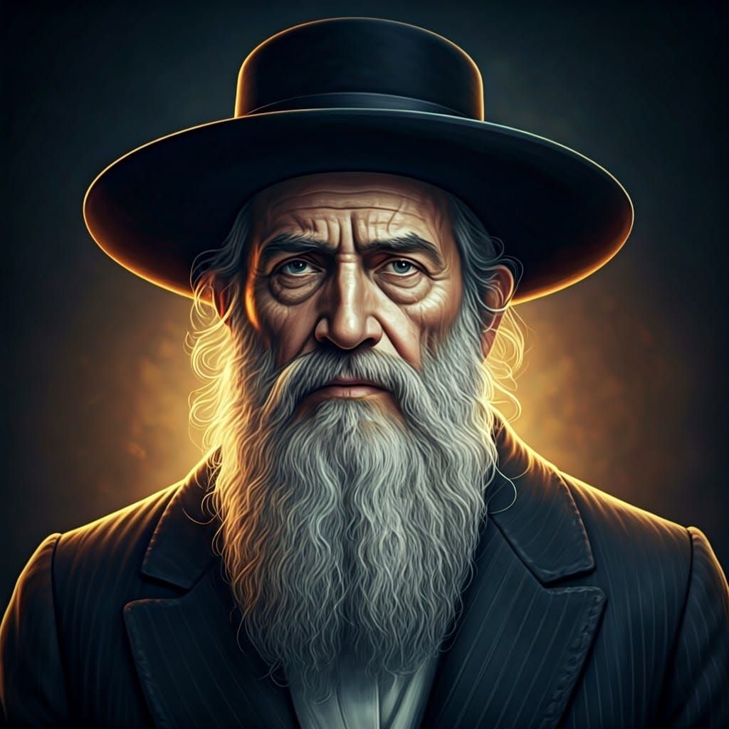 Hasidic Rabbi Portrait in Graphite Pencil, Detailed Render