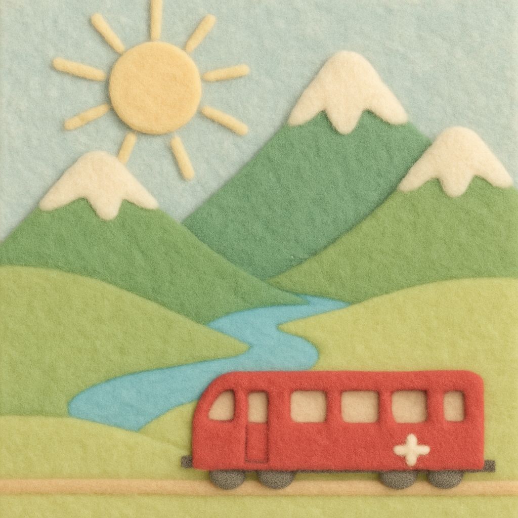 A Swiss landscape creation made of colored felt