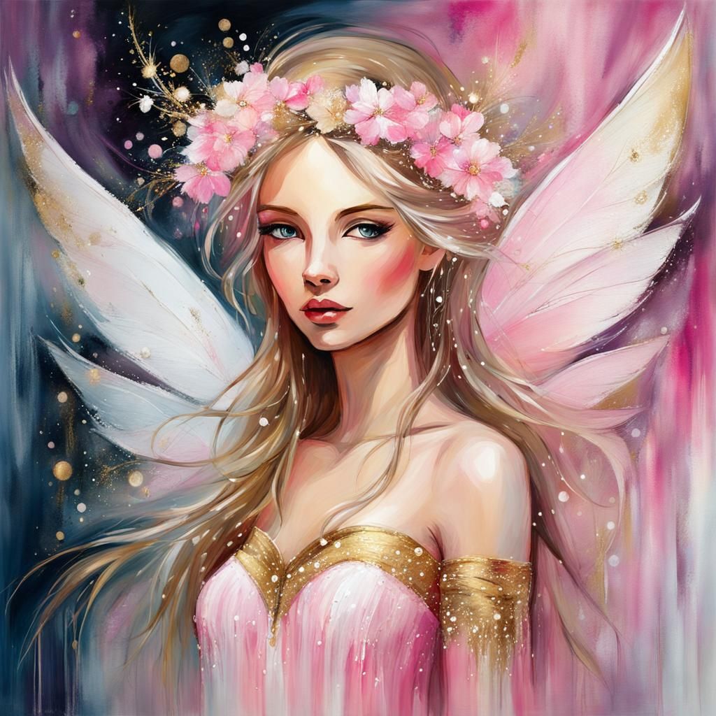 Fairy of pink flowers - AI Generated Artwork - NightCafe Creator