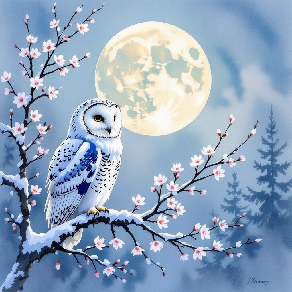 Cats at night sitting on a branch. - Start Image 1