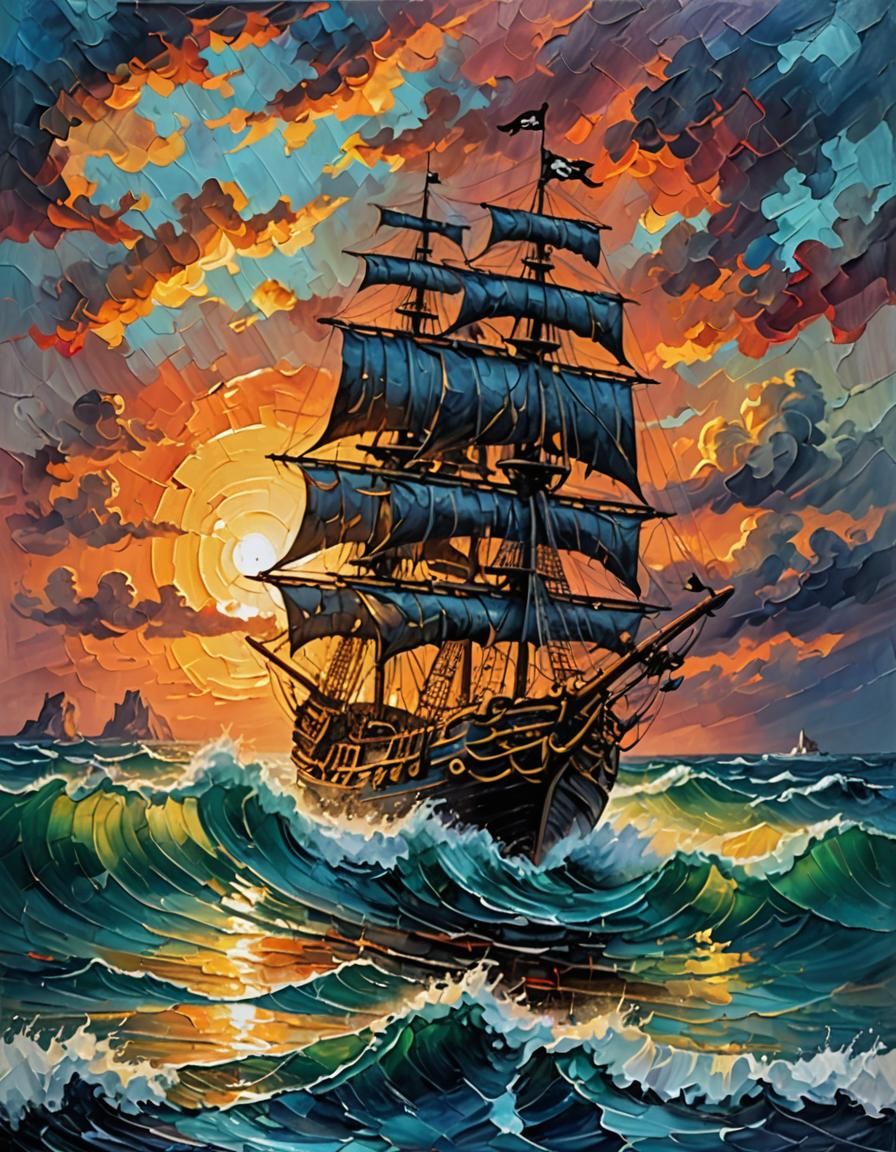 Sunset Storm Ship O2  by @MDMF