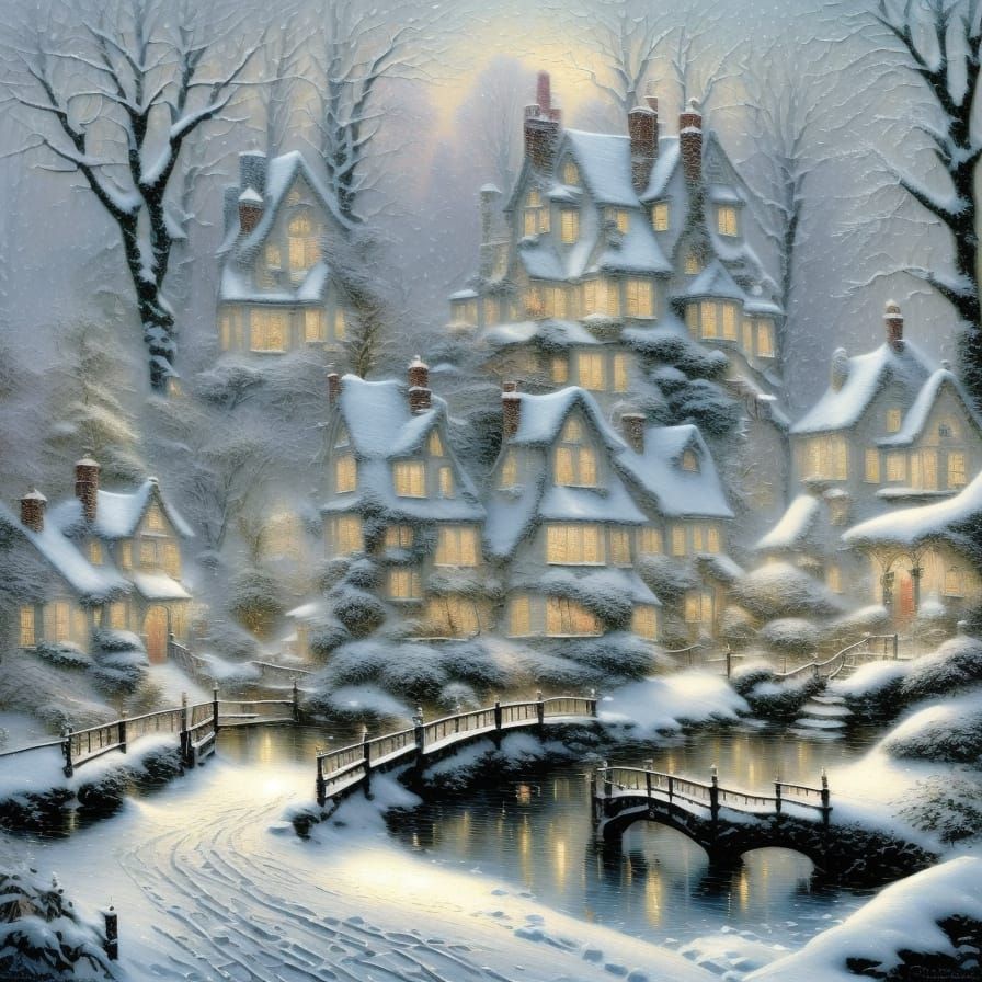 Victorian Winter Garden Bridge in Golden Hour Light