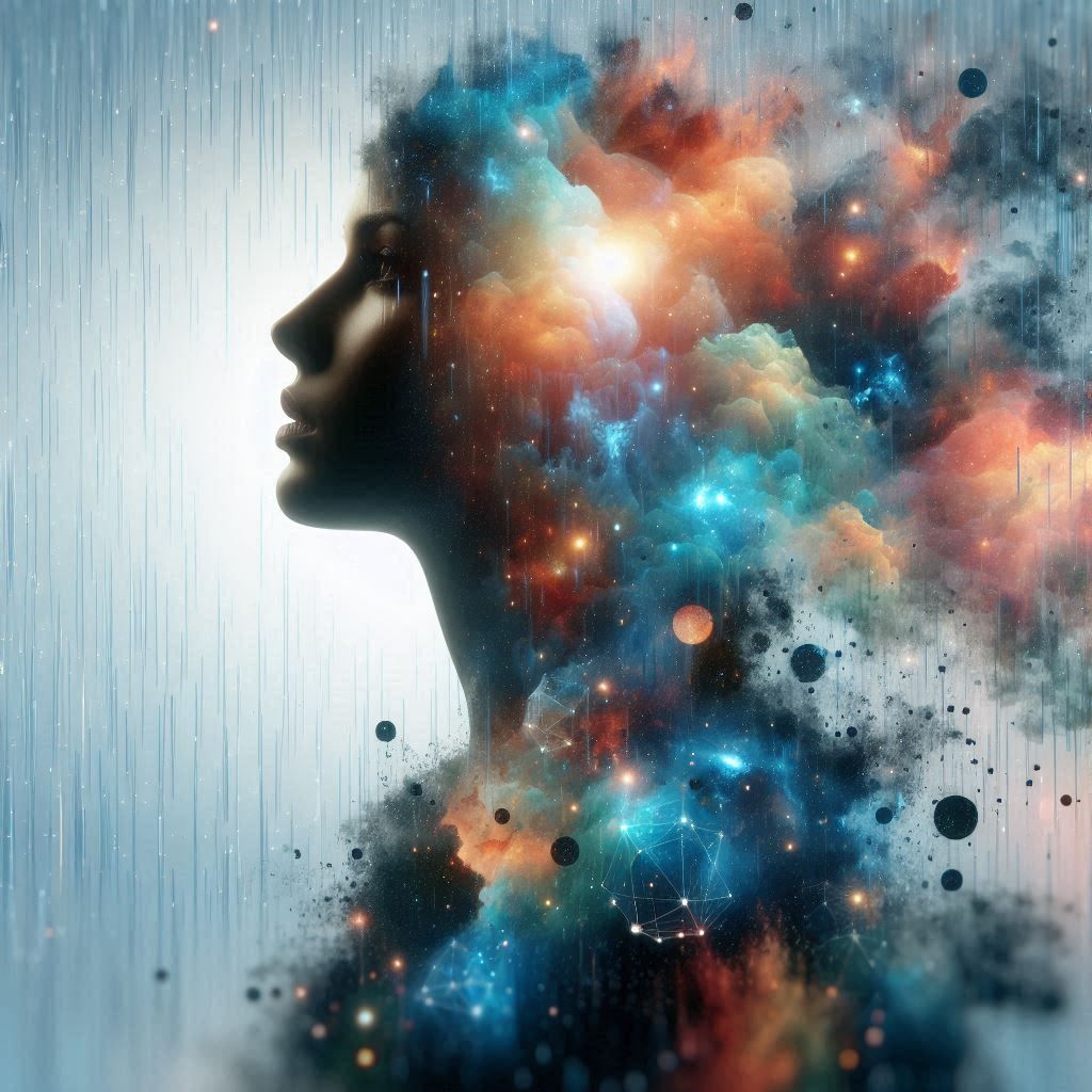 double exposure beautiful fantasy portrait landscape..