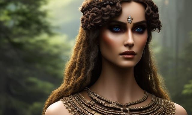 Viking Goddess in Firelight: Hyper-Detailed Digital Art
