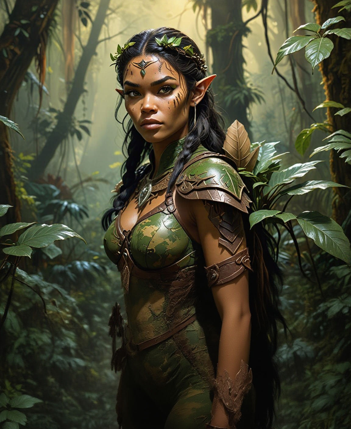 Elven Ranger in Medieval Camouflage Clothing. (3 Likes.)  by @Lorendiac H