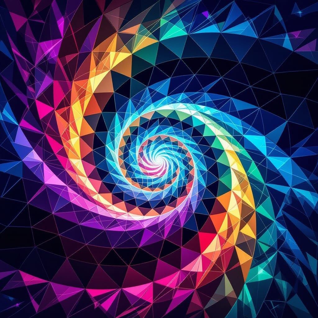 Mesmerizing Iridescent Color Vortex with Geometric Patterns