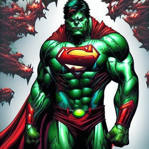 Hulk x superman green red