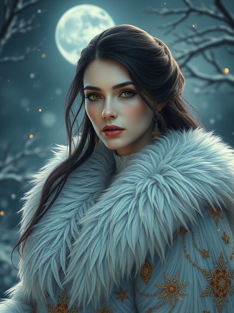 Regal Beauty in Winter Wonderland, in Cyberpunk Style