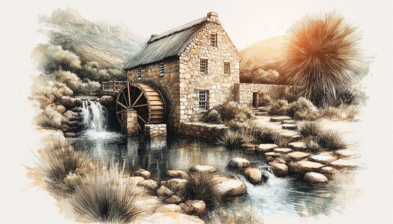 Watermill in Watercolour