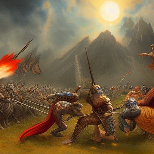 Ancient War In A Kindom Fantasy Art - Ai Generated Artwork - Nightcafe 