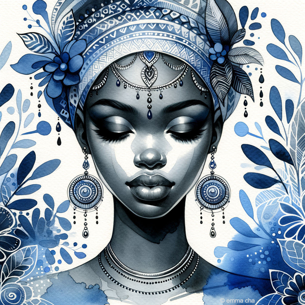 Blue Harmony: Botanical Beauty