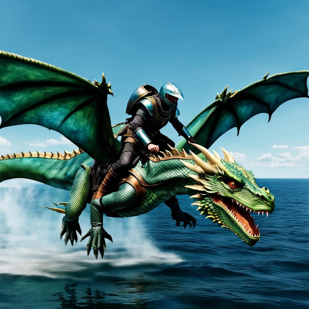 The dragon Armor worn by a person riding on a water dragon t...