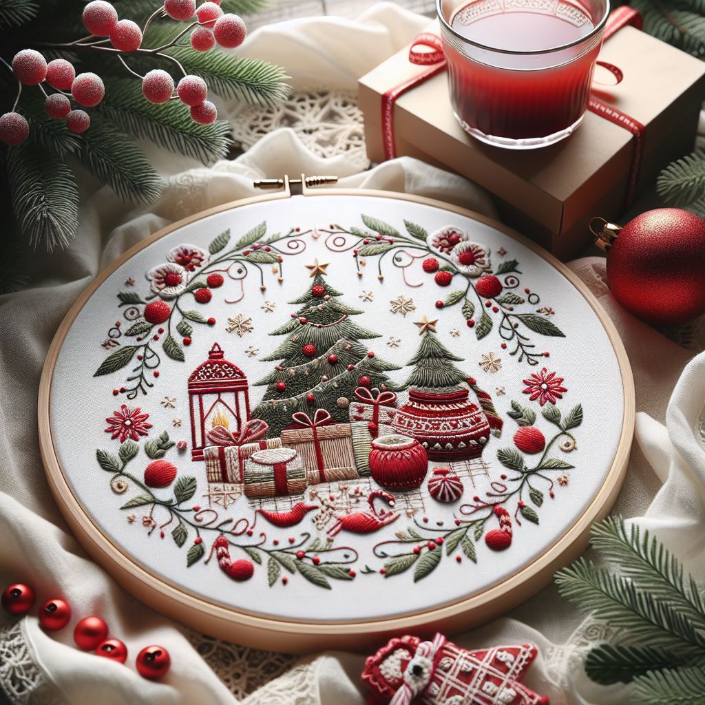 Christmas Redwork Embroidery