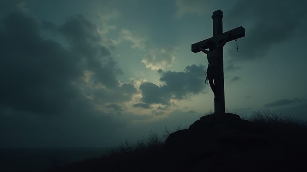 Golgotha's Dark Crucifixion Scene