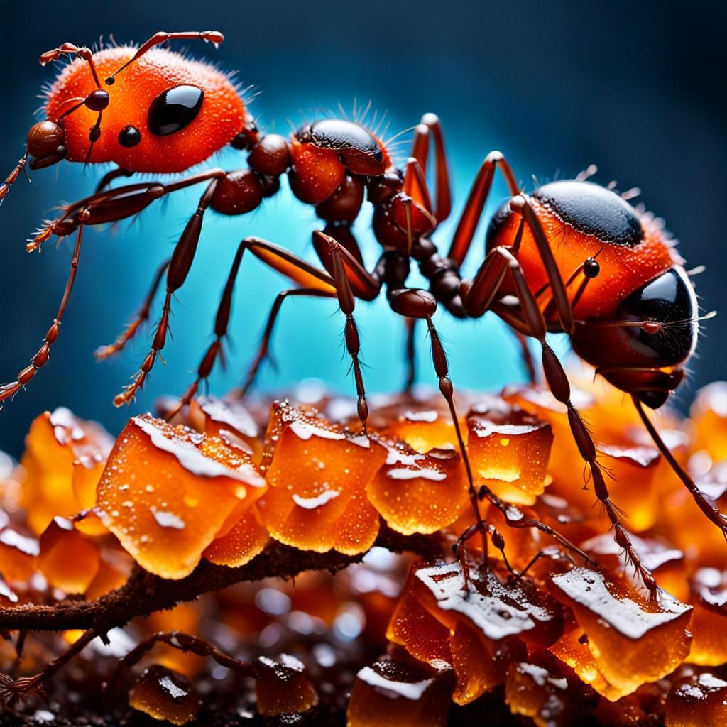 Macro Photography THE ANT and Sugar Cube