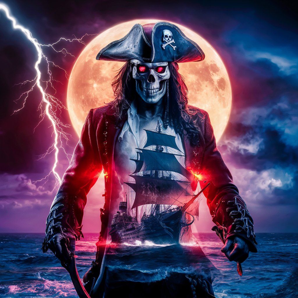 sinister skull faced pirate