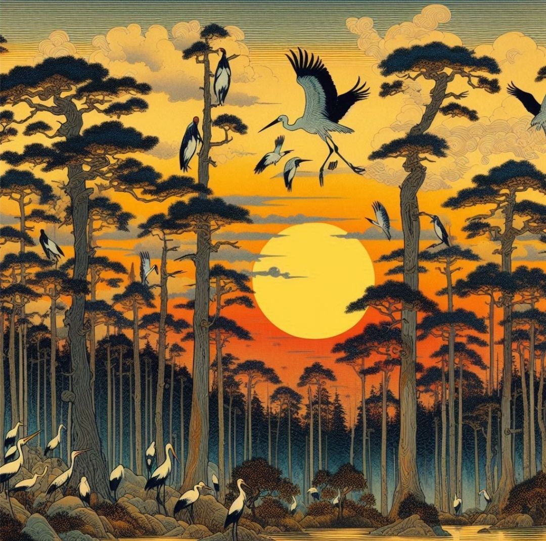 Sunrise over a forest