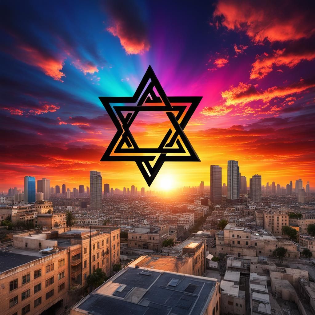 Sunset with Star of David Silhouette