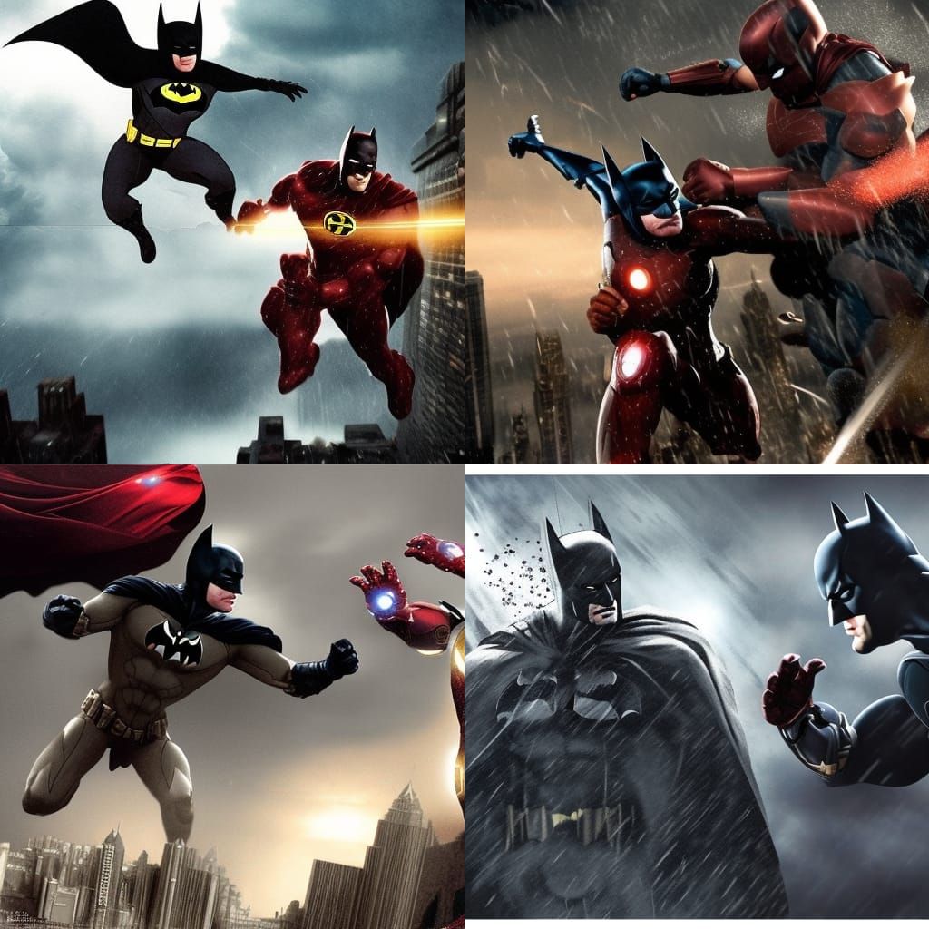 Batman fighting ironman