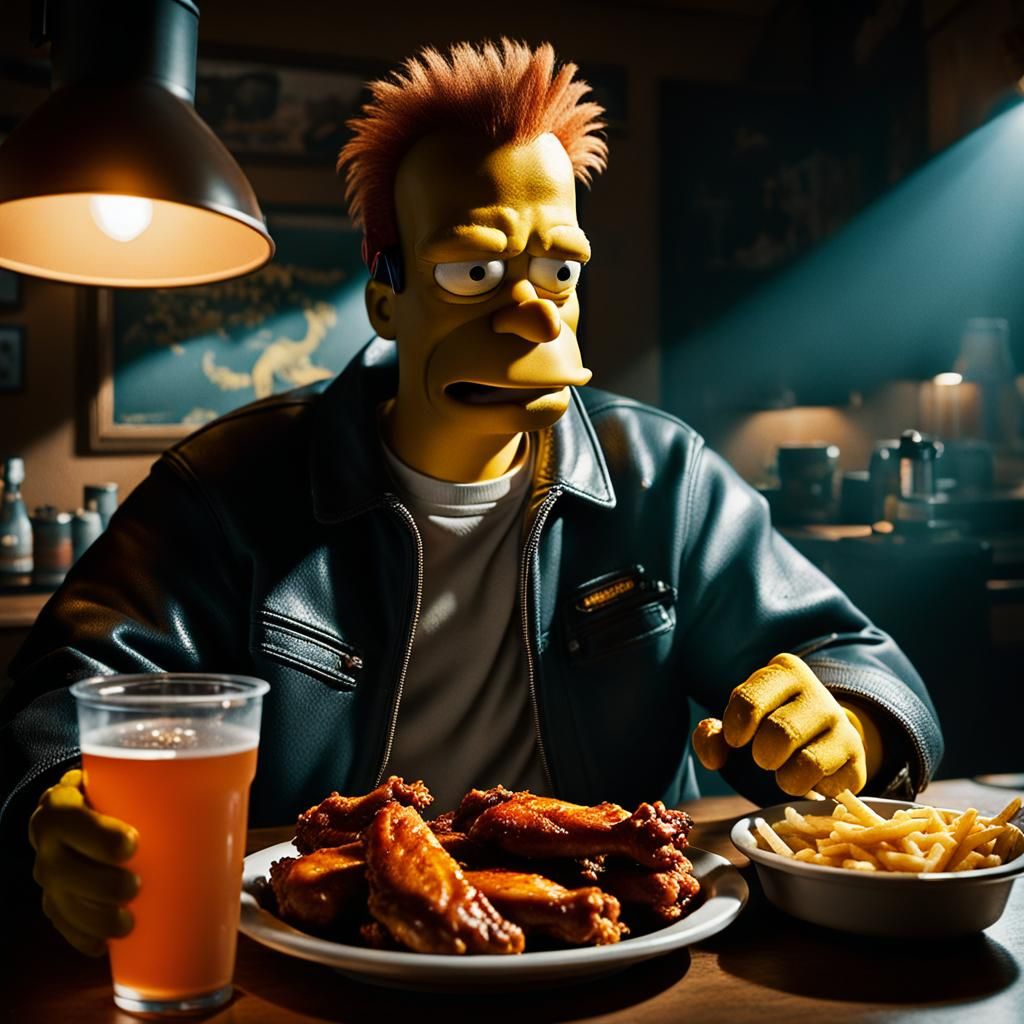 Adult Bart Simpson & The Chicken Wings - AI Generated Artwork - NightCafe  Creator