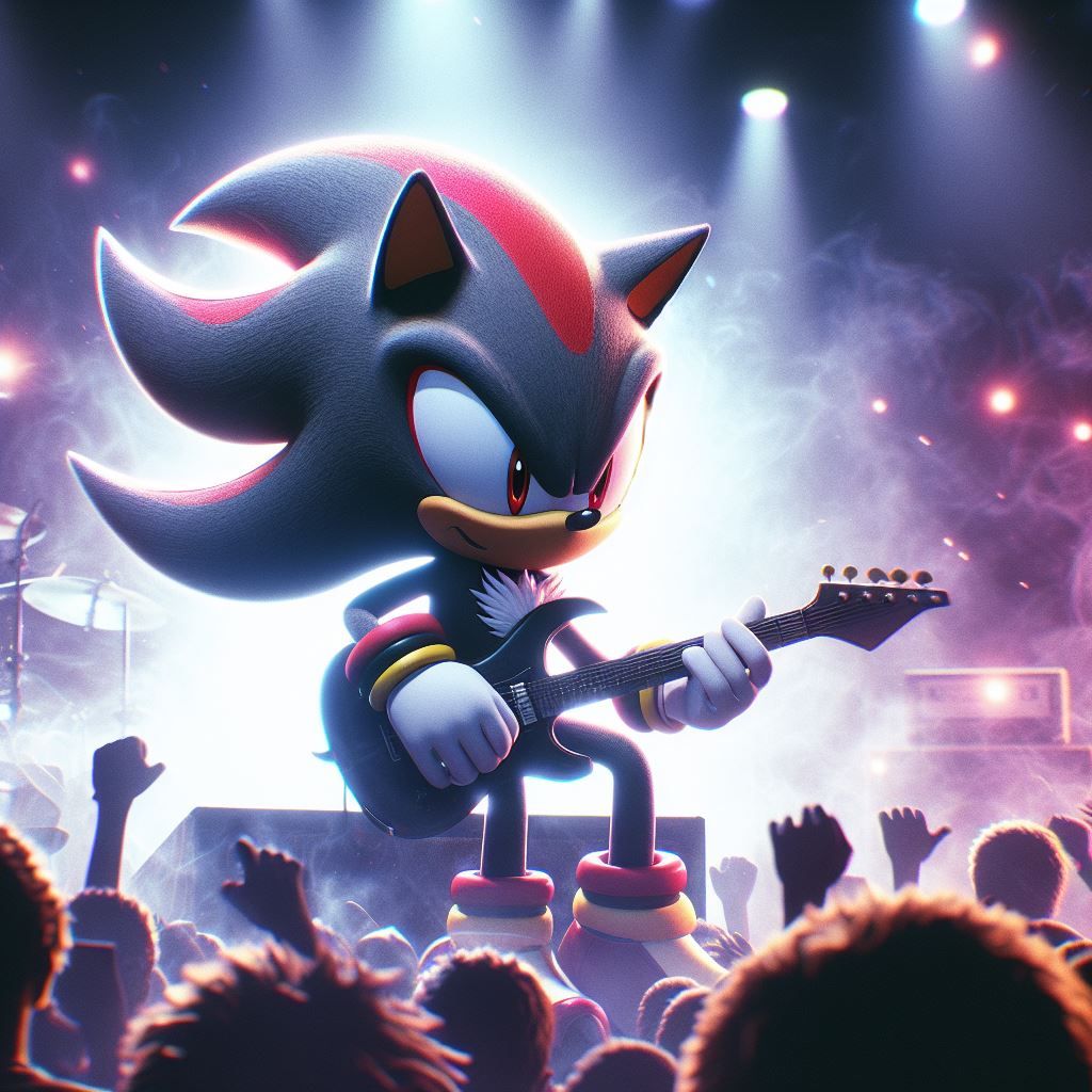Shadow the Hedgehog being part of a rock band at a concert