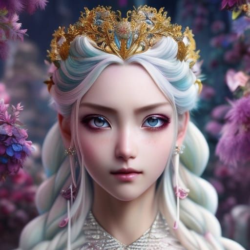 Beautiful realistic anime Elsa princess, white hair tied in a braid ...