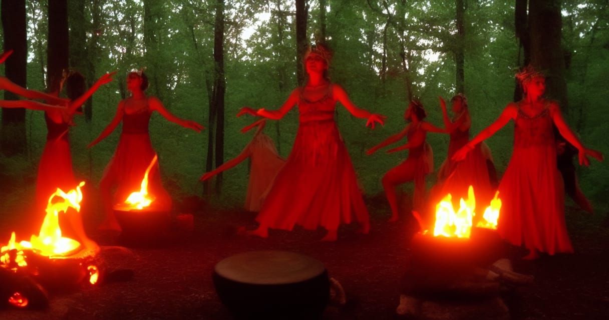 beautiful dancing by the woodfire joy of Amanita Muscaria mu...